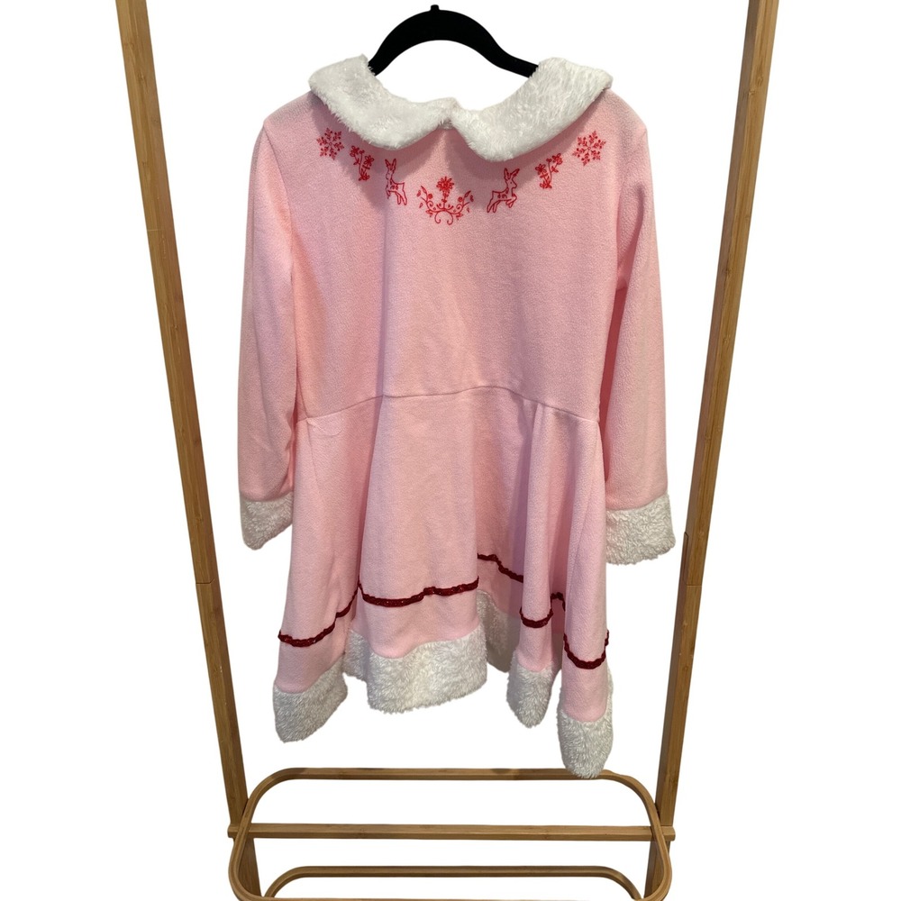 Pink and White Embroidered Women's Dress